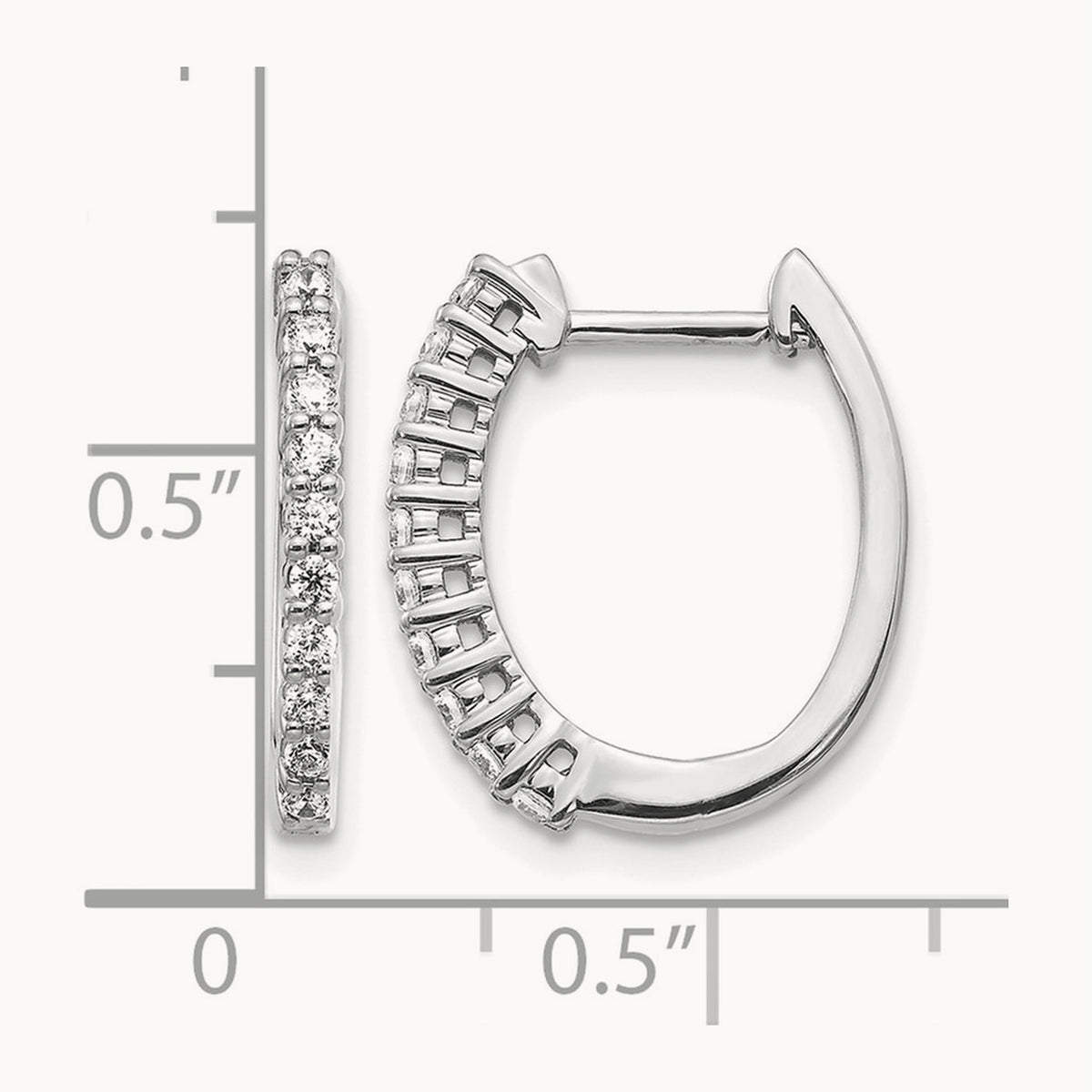 Diamond Hinged Hoop Earrings — 14K White Gold, 17mm, 0.3 ct