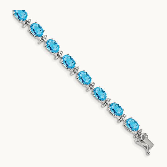 Blue Topaz Bracelet, 14K White Gold