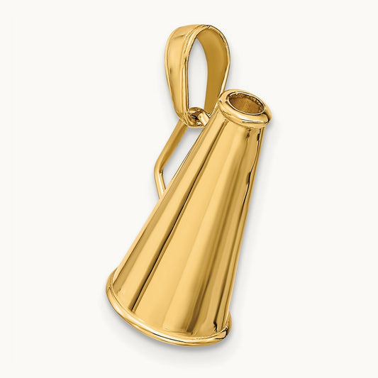 Polished 3-D Small Megaphone Pendant, 14K