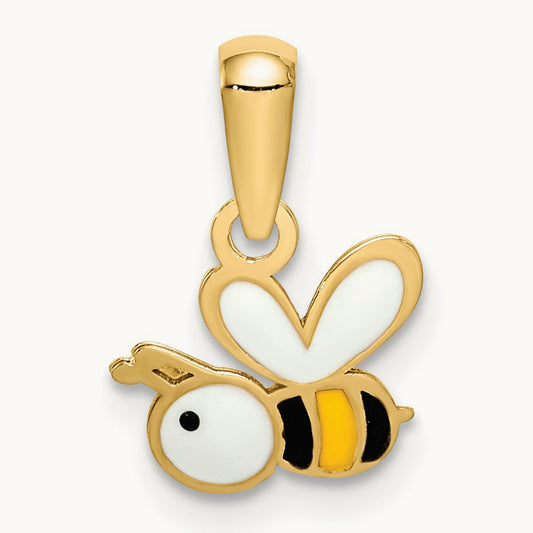 Enamel Bumble Bee Pendant, 14K