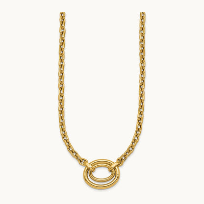 Polished Double Oval 17.5 w/.5in ext. Fancy Necklace, 14K