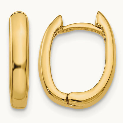 Oval Hinged Hoop Earrings — 14K Yellow Gold