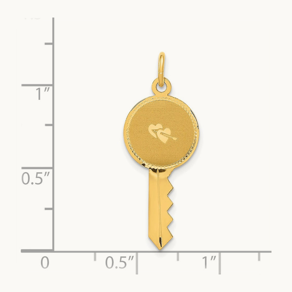 Polished and Satin Hearts Flat Key Charm, 14K