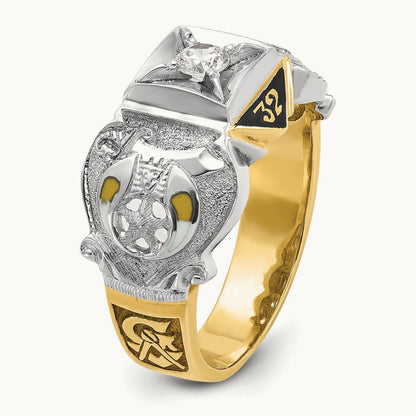 14ktt IBGoodman Men's Enamel & Diamond Eagle Masonic Shriner's Ring