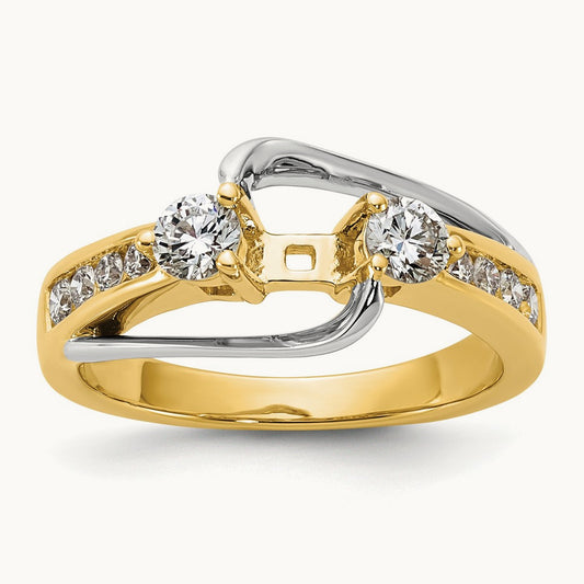Semi-Mount Peg Set Engagement Ring, 0.50 ct tw Lab-Grown Diamond