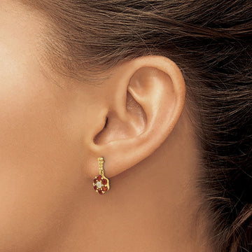 Garnet and Diamond Earrings — 14K Yellow Gold