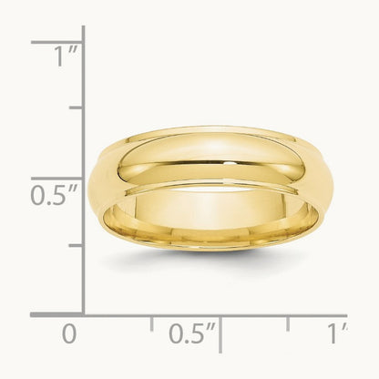 Half Round with Edge Band, 6mm, 10K Yellow Gold