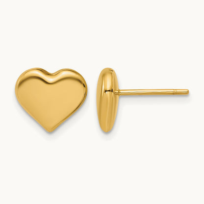 Polished Heart Post Earrings, 14K — Leslie's