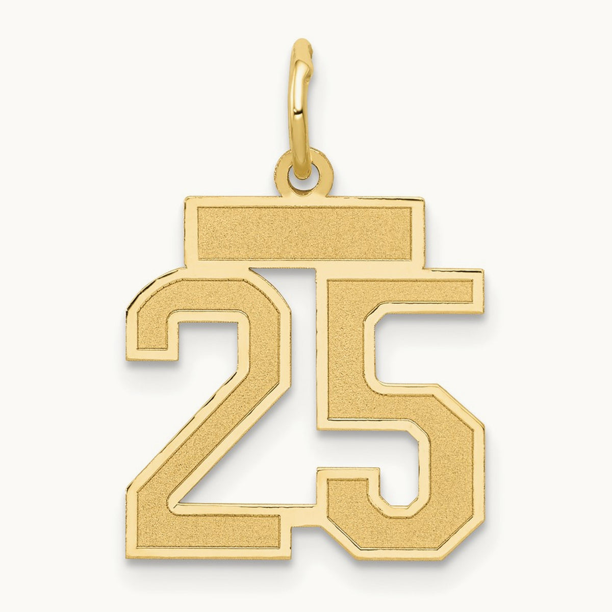 Small Satin Number 25 Charm — 14K Yellow Gold