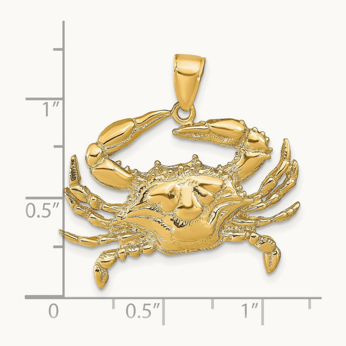Blue Crab Pendant — 14K Yellow Gold, 30mm