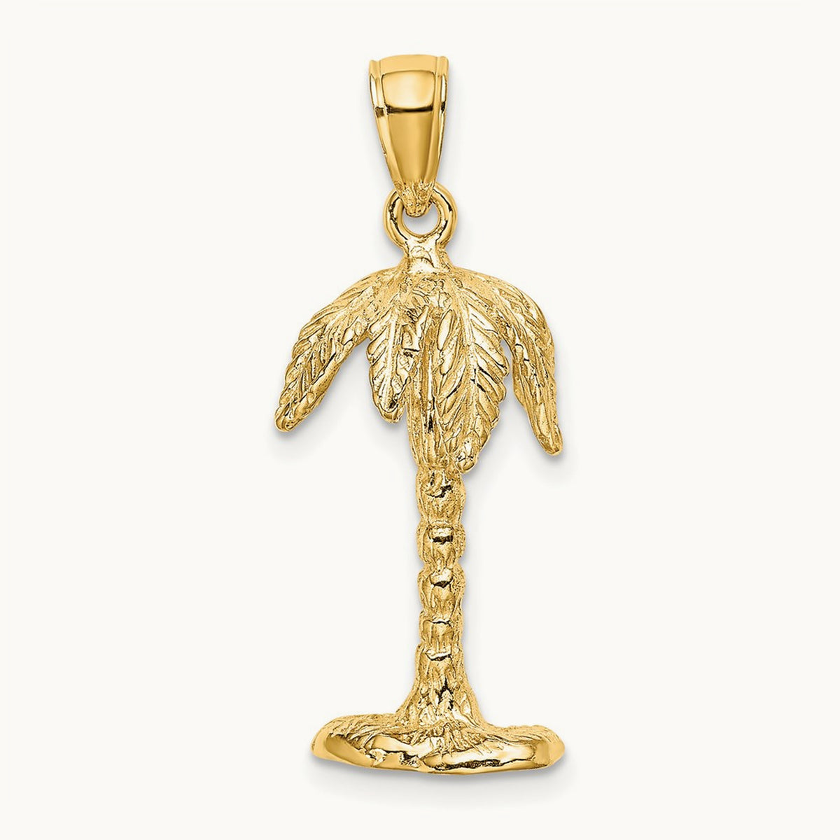 3-D Textured Palm Tree Charm, 14K