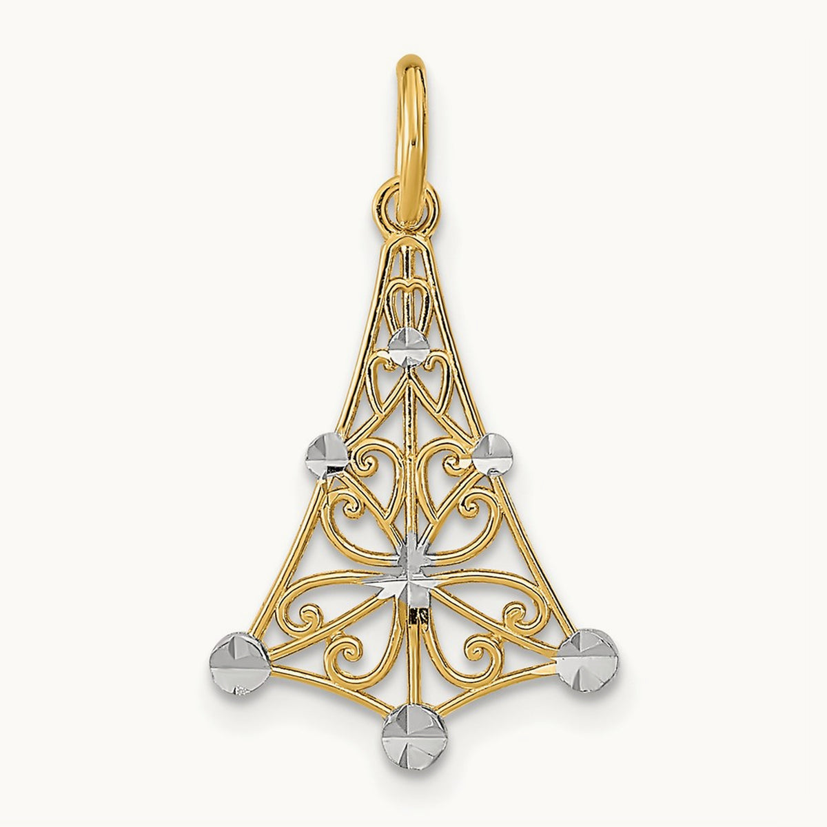 w/Rhodium D/C Chandellier Charm, 14K