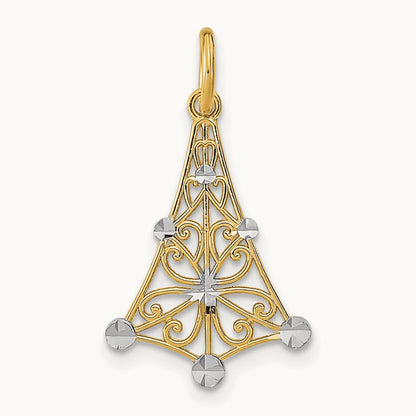 w/Rhodium D/C Chandellier Charm, 14K