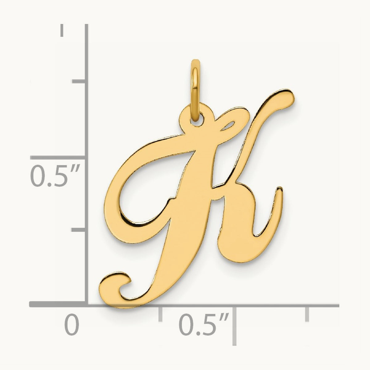 Medium Fancy Script Initial Charm — 14K Yellow Gold, K