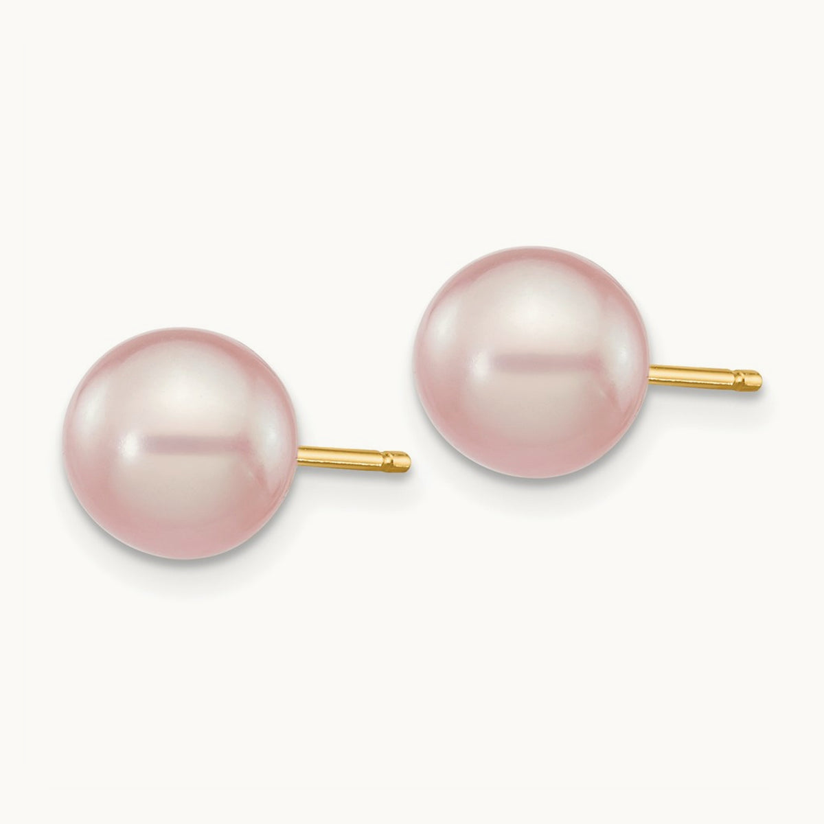 7- Purple Round Freshwater Cultured Pearl Stud Post Earrings, 8mm, 14K