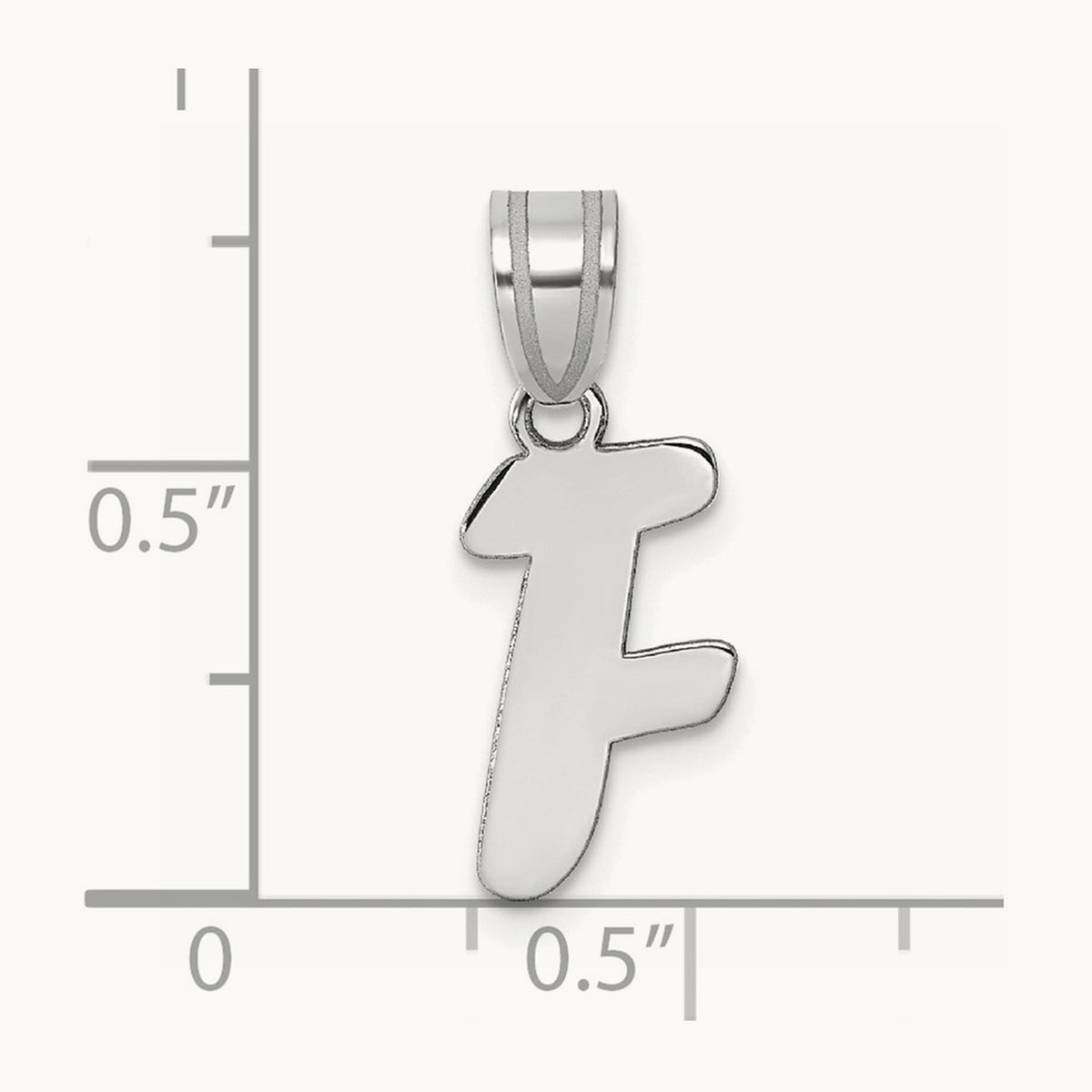 Polished Script Initial Pendant — 14K White Gold, F