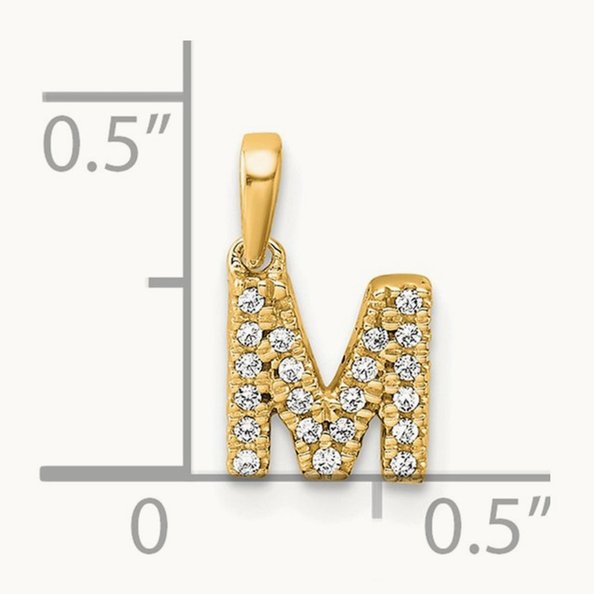 Diamond Initial with Bail Pendant — 14K Yellow Gold, M