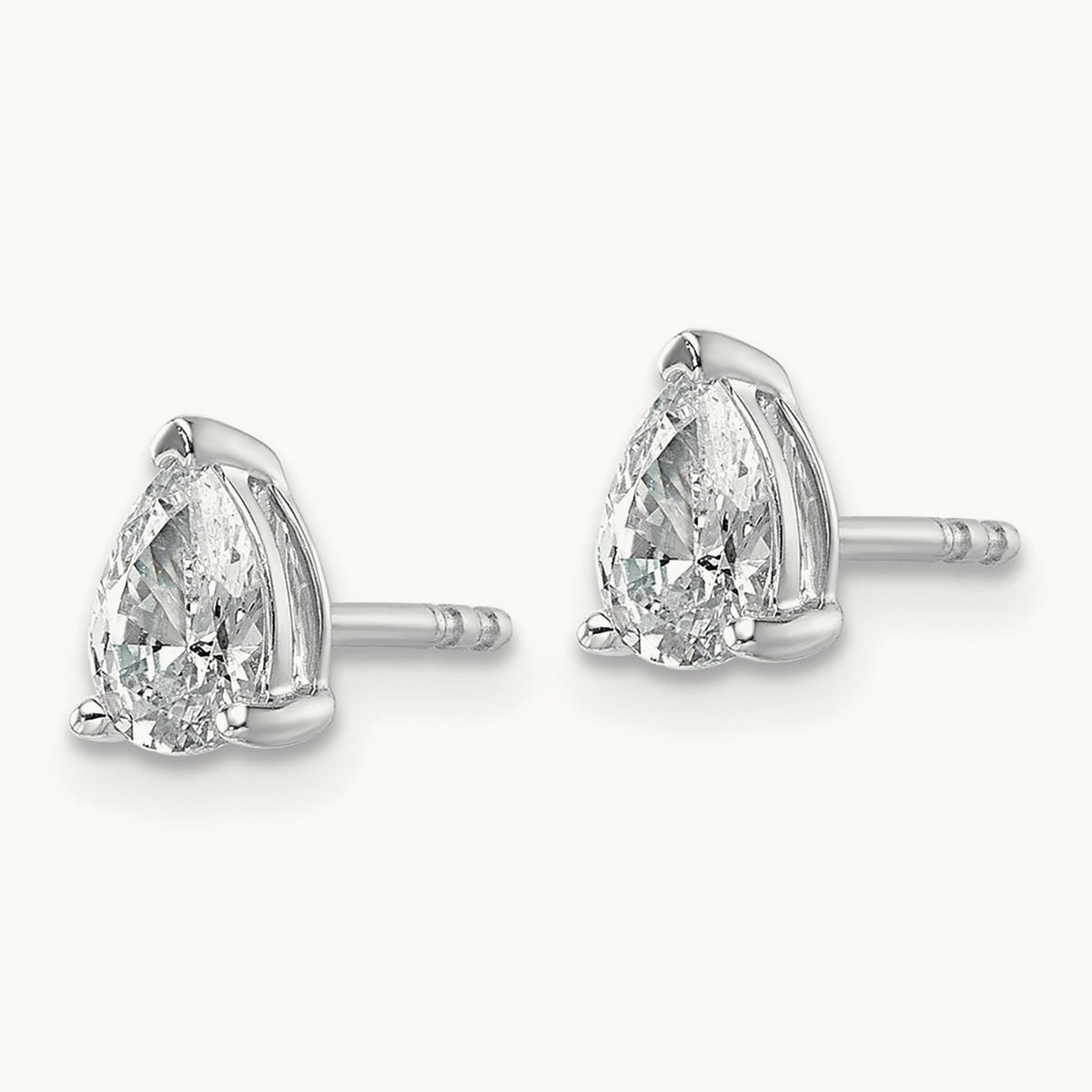 Pear 3 Prong Stud Earrings, 0.50-6.00 ct tw Lab-Grown Diamond — 3/4 ct, 14K White Gold