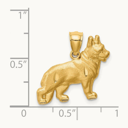 Diamond-cut German Shepherd Pendant, 14K