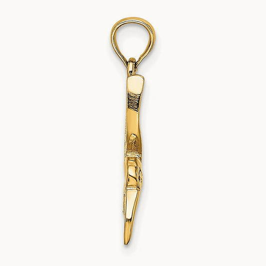 Textured Hummingbird Flying Charm, 14K