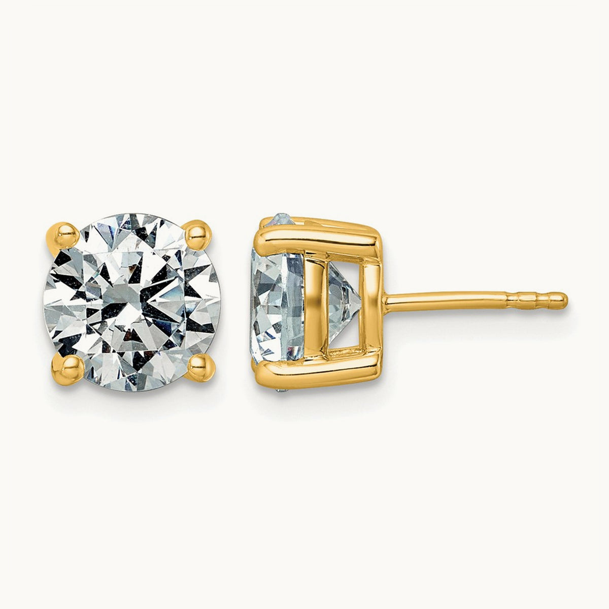 Round Lightweight Earrings, 0.25-6.00 ct tw Lab-Grown Diamond — 5 ct, 14K Yellow Gold