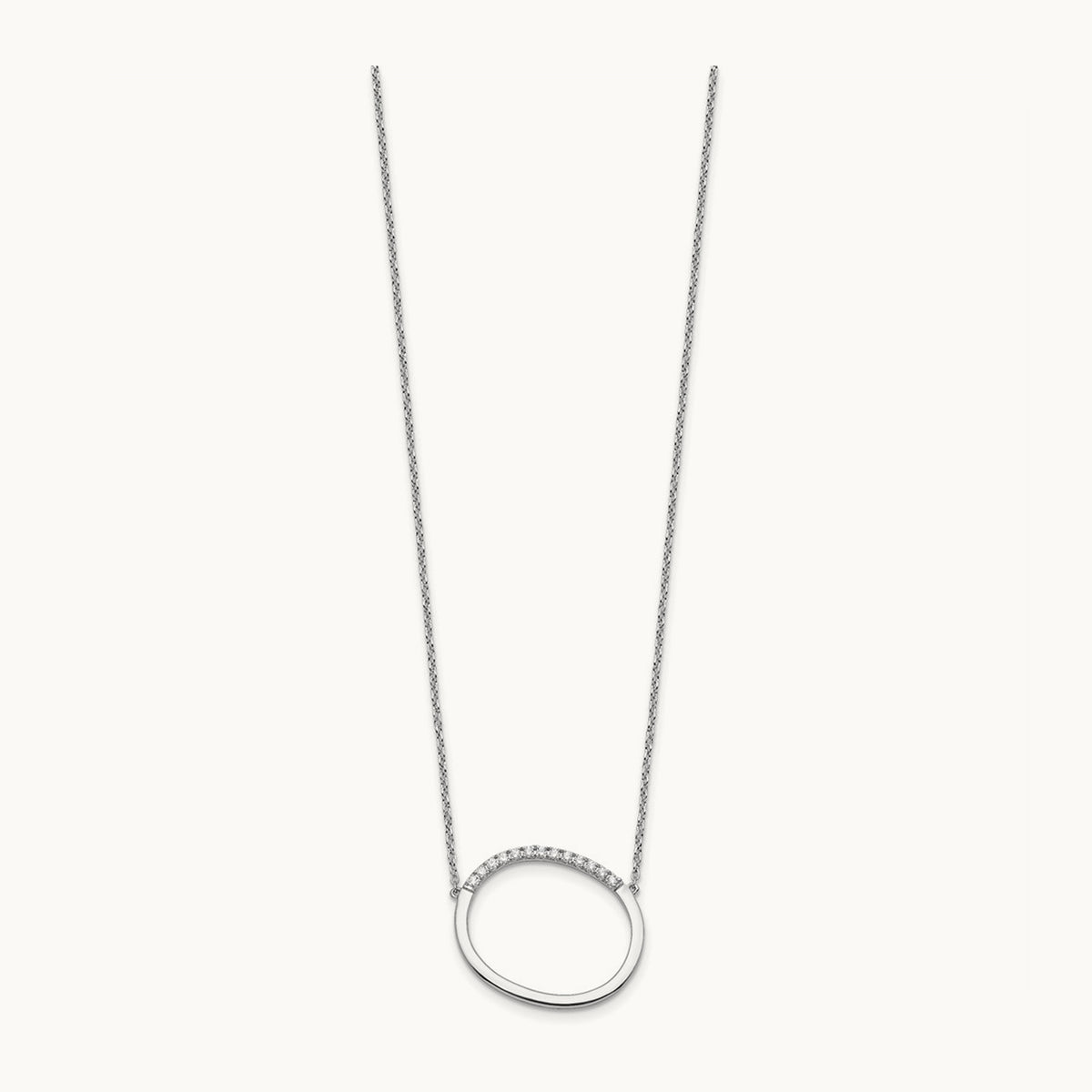 Sideways Diamond Necklace — 14K White Gold, O