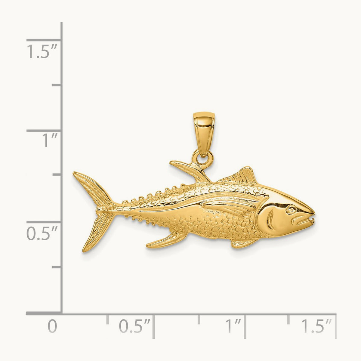 Yellowfin Tuna Fish Pendant, 14K