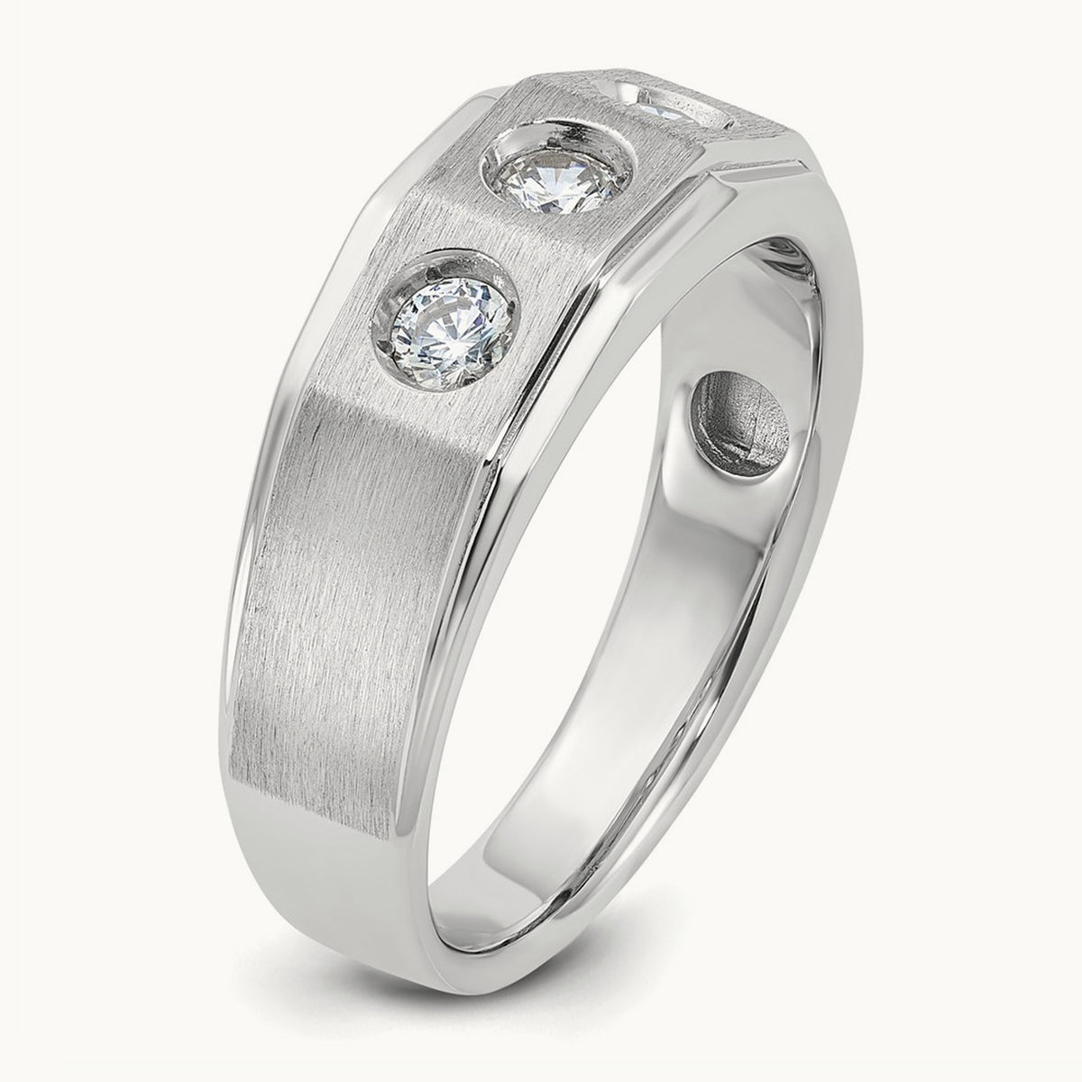 IBGoodman Men's Polished/Satin Diamond Complete Ring, 14K White Gold