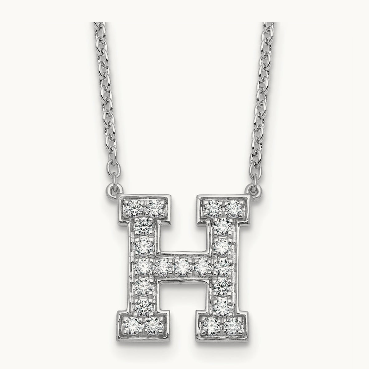 Initial Necklace — 14K White Gold, H, 1/2 ct