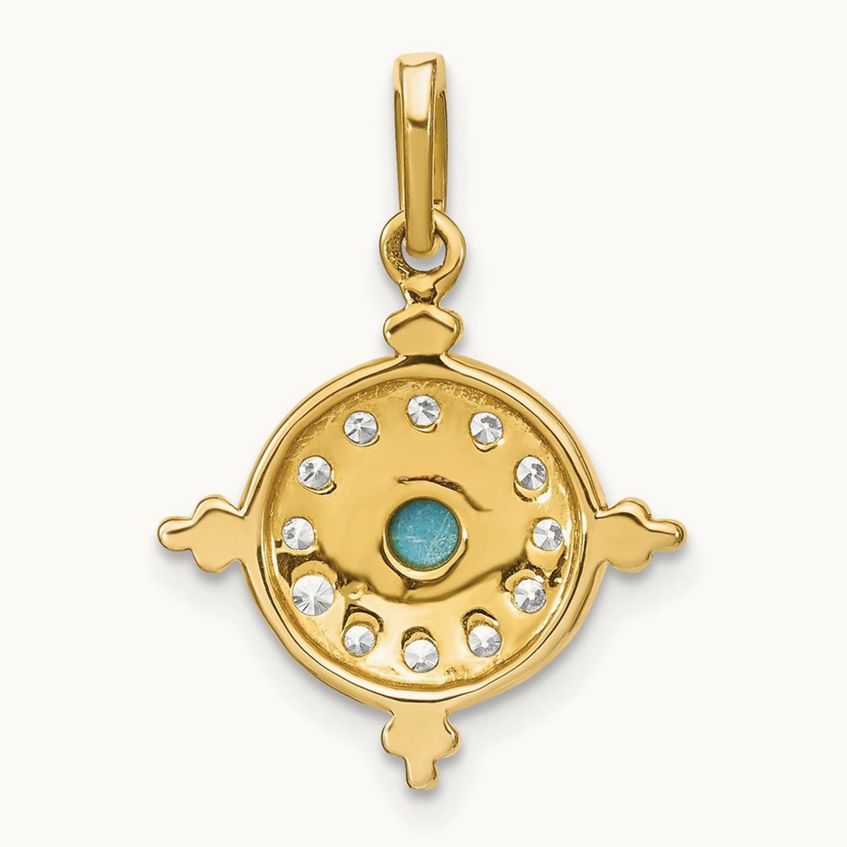 Turquoise and Topaz Pendant — 14K Yellow Gold