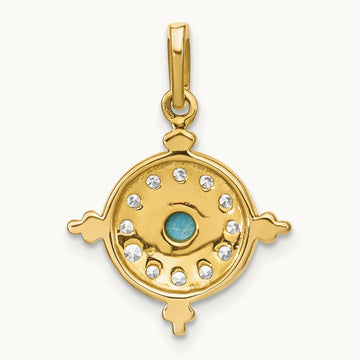Turquoise and Topaz Pendant — 14K Yellow Gold
