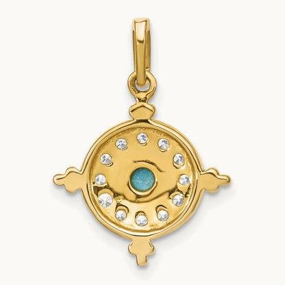 Turquoise and Topaz Pendant — 14K Yellow Gold