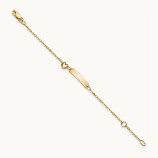 Polished ID with Heart Childrens Bracelet, 14K