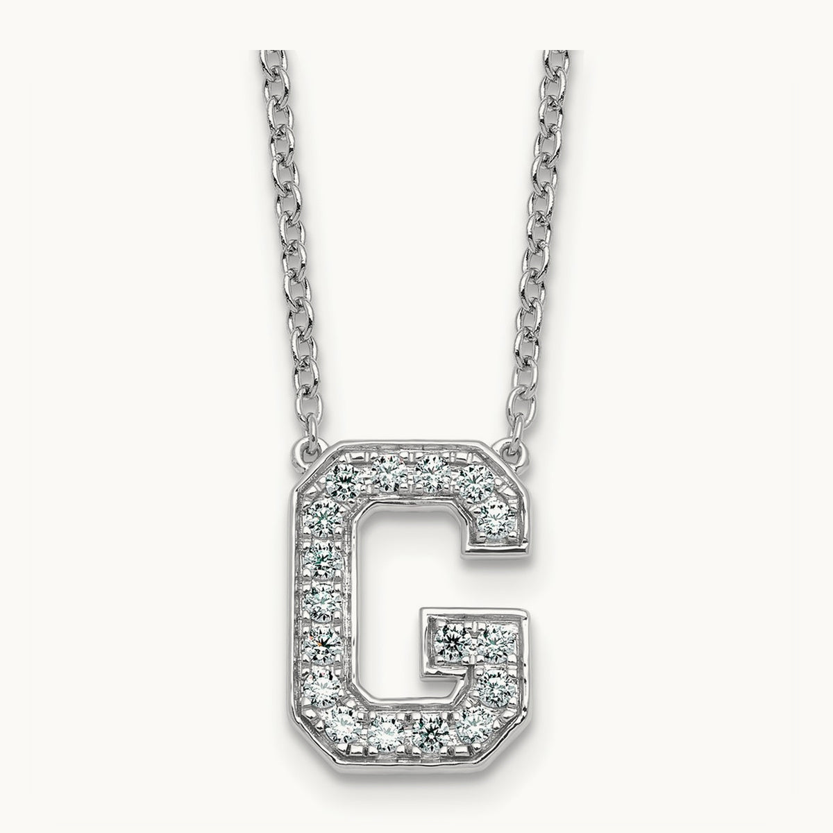 Initial Necklace — 14K White Gold, G, 1/3 ct
