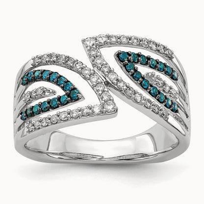 Blue/White Fancy Diamond Ring, 14K White Gold