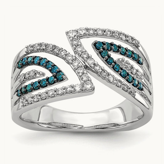 Blue/White Fancy Diamond Ring, 14K White Gold