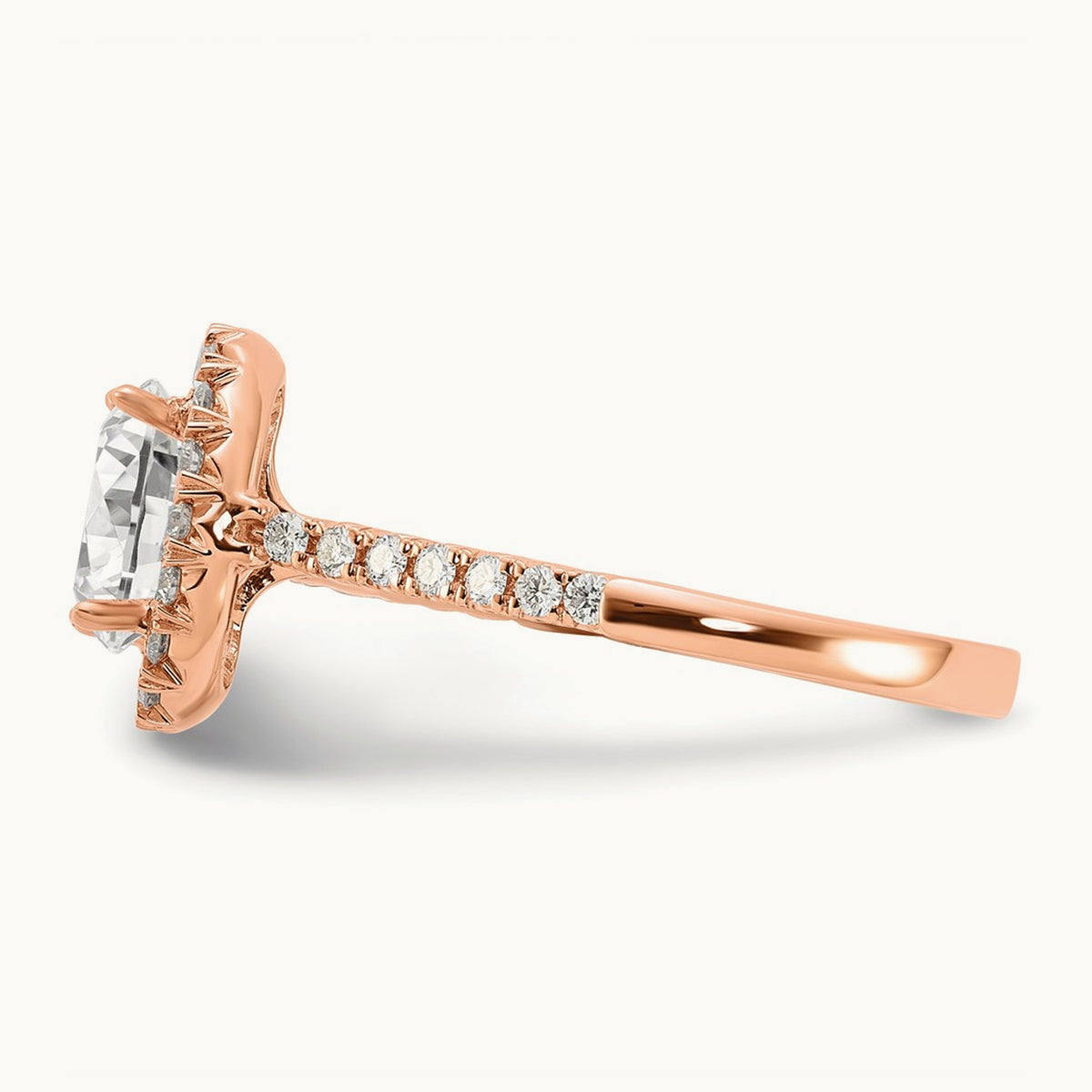 Oval Semi-Mount Halo Engagement Ring, 0.25-0.50 ct tw Lab-Grown Diamond — 1/2 ct (holds 1 1/2 ct center) · VS/SI (Great), 14K Rose Gold, 7