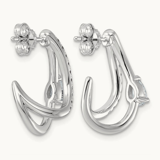 Post Fashion J-Hoop Earrings, 0.75 ct tw Lab-Grown Diamond