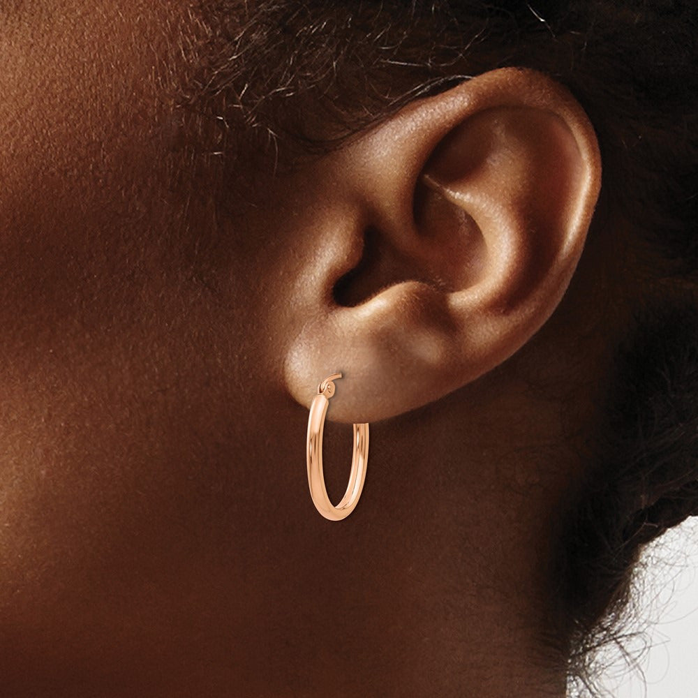 Oval Hoop Earrings — 14K Rose Gold, 13.5mm