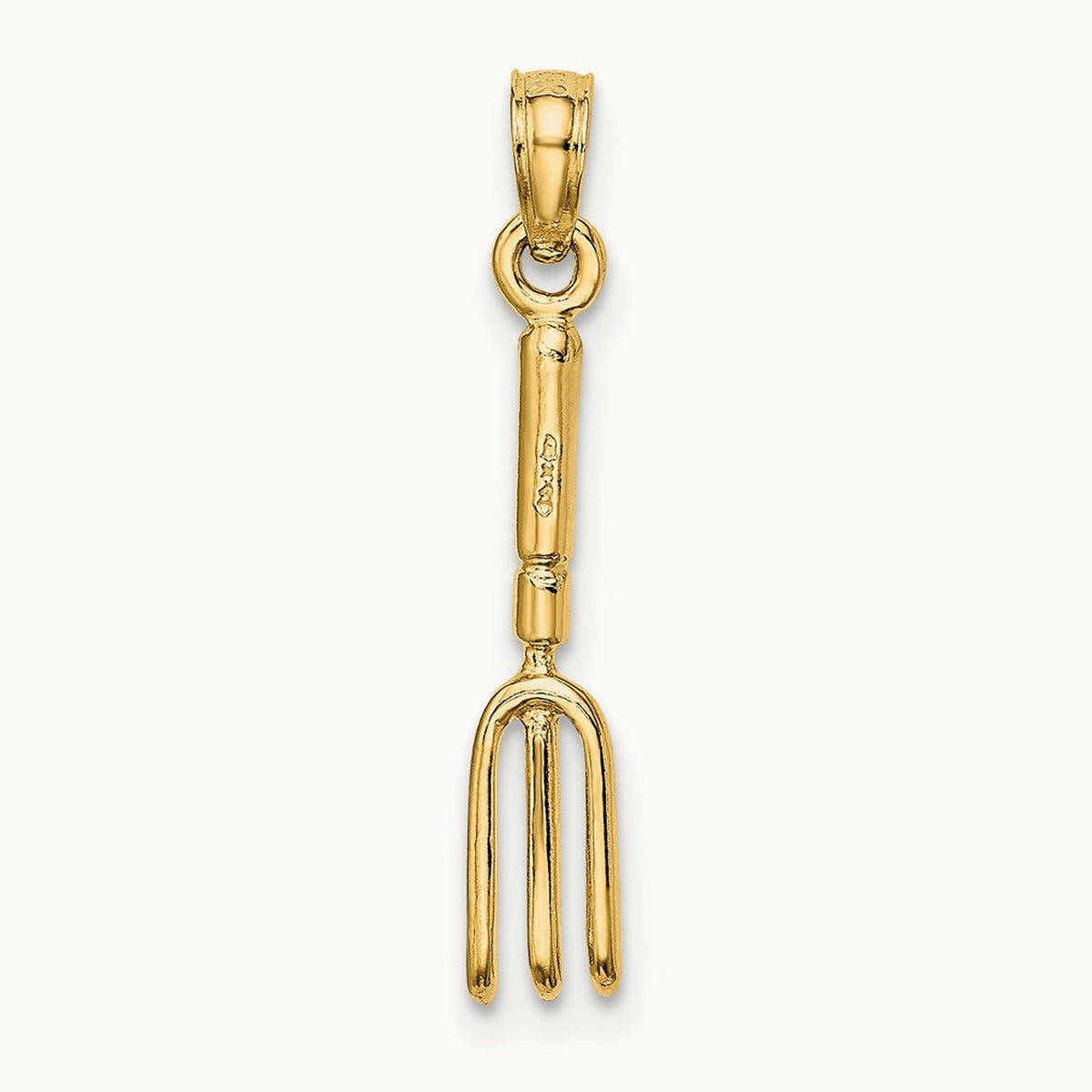 3-D Fork Garden Tool Charm, 14K