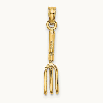3-D Fork Garden Tool Charm, 14K