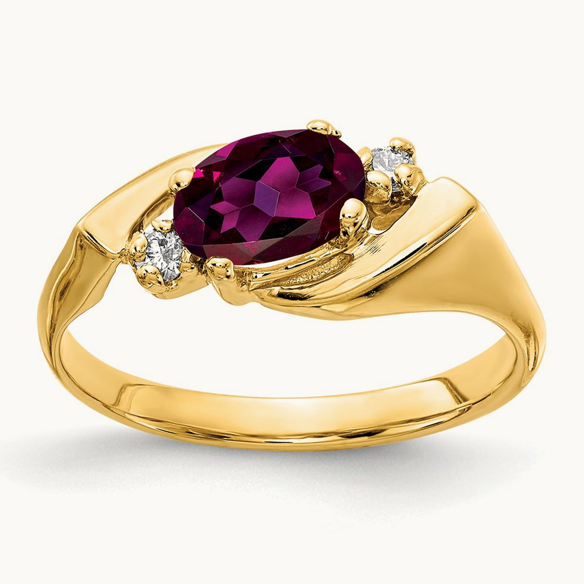 Oval Rhodolite Garnet AA Diamond ring — photo set