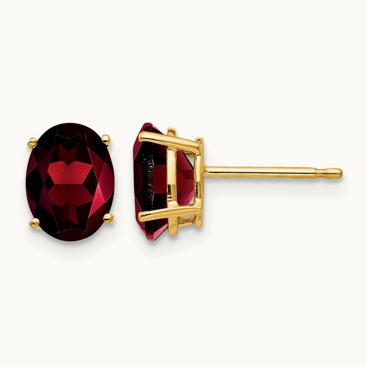 8x6mm Oval Garnet Earrings, 14K