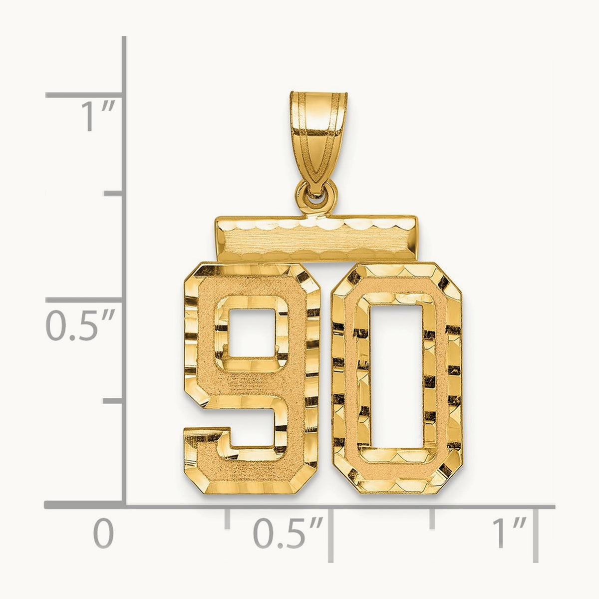 Medium Diamond-cut Number 90 Charm, 14K