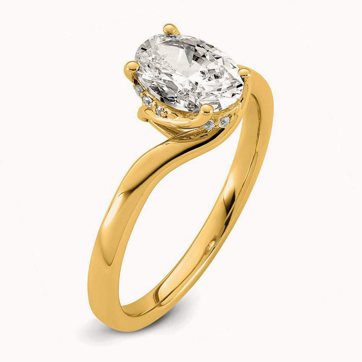 Oval Center Twist Ring, 1.00 ct tw Lab-Grown Diamond