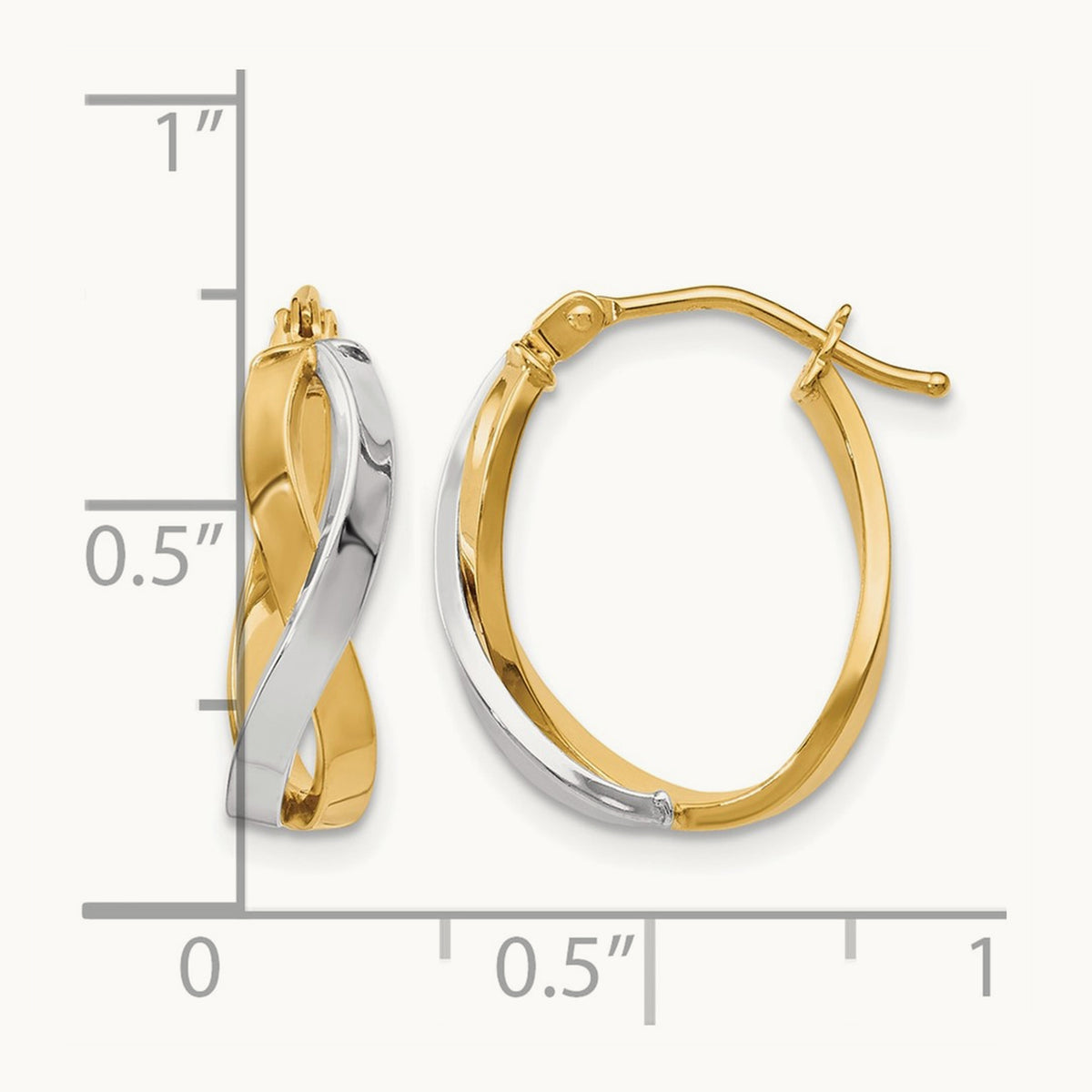 w/Rhodium Polished Twisted Hoop Earrings, 10K — Leslie's