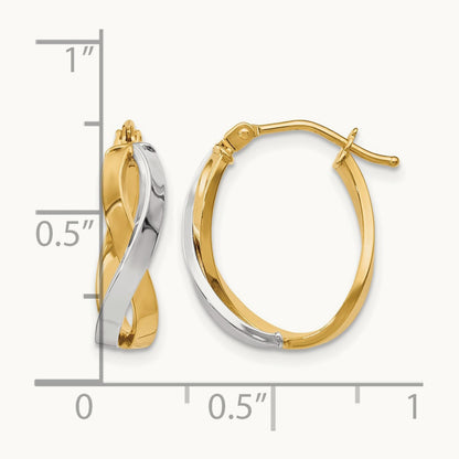 w/Rhodium Polished Twisted Hoop Earrings, 10K — Leslie's