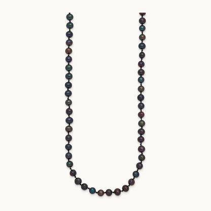 4- Black Near Round Freshwater Cultured Pearl Necklace, 5mm, 14K