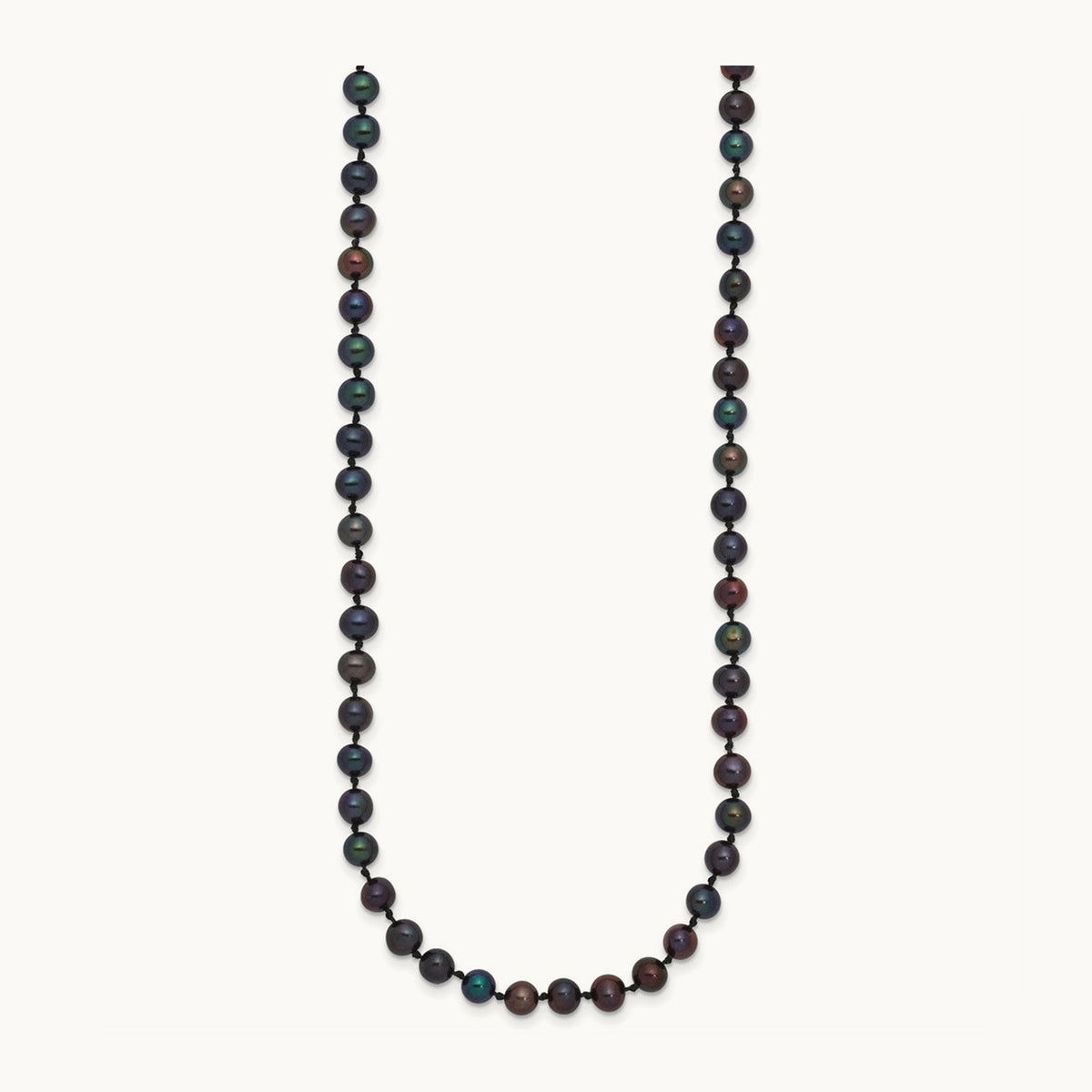 4- Black Near Round Freshwater Cultured Pearl Necklace, 14K
