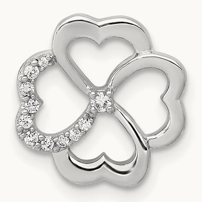 1/15ct. Diamond Four Leaf Clover Chain Slide, 14K White Gold